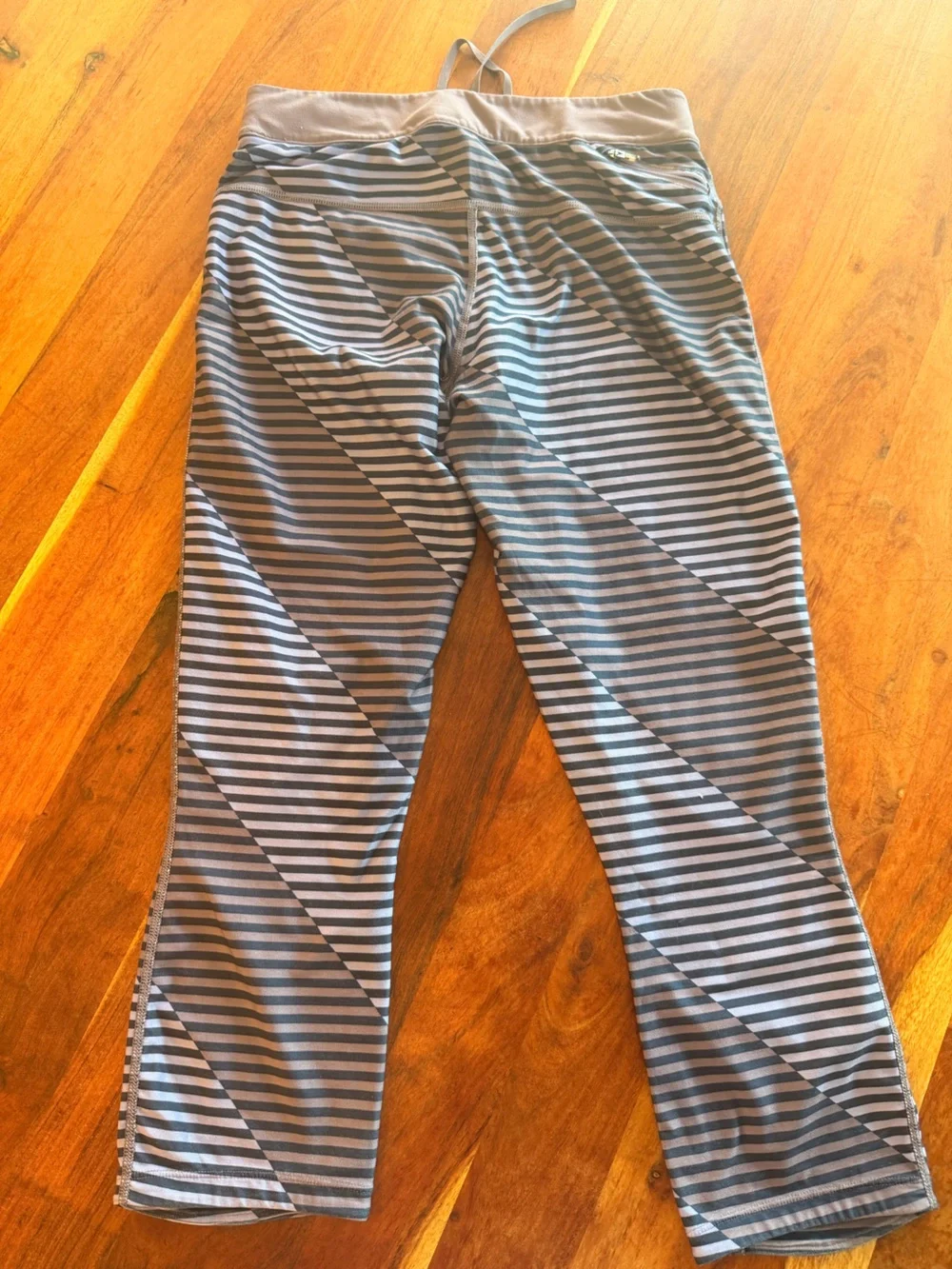 Nike DriFit Blue/ Purple Striped Running Leggings with drawstring